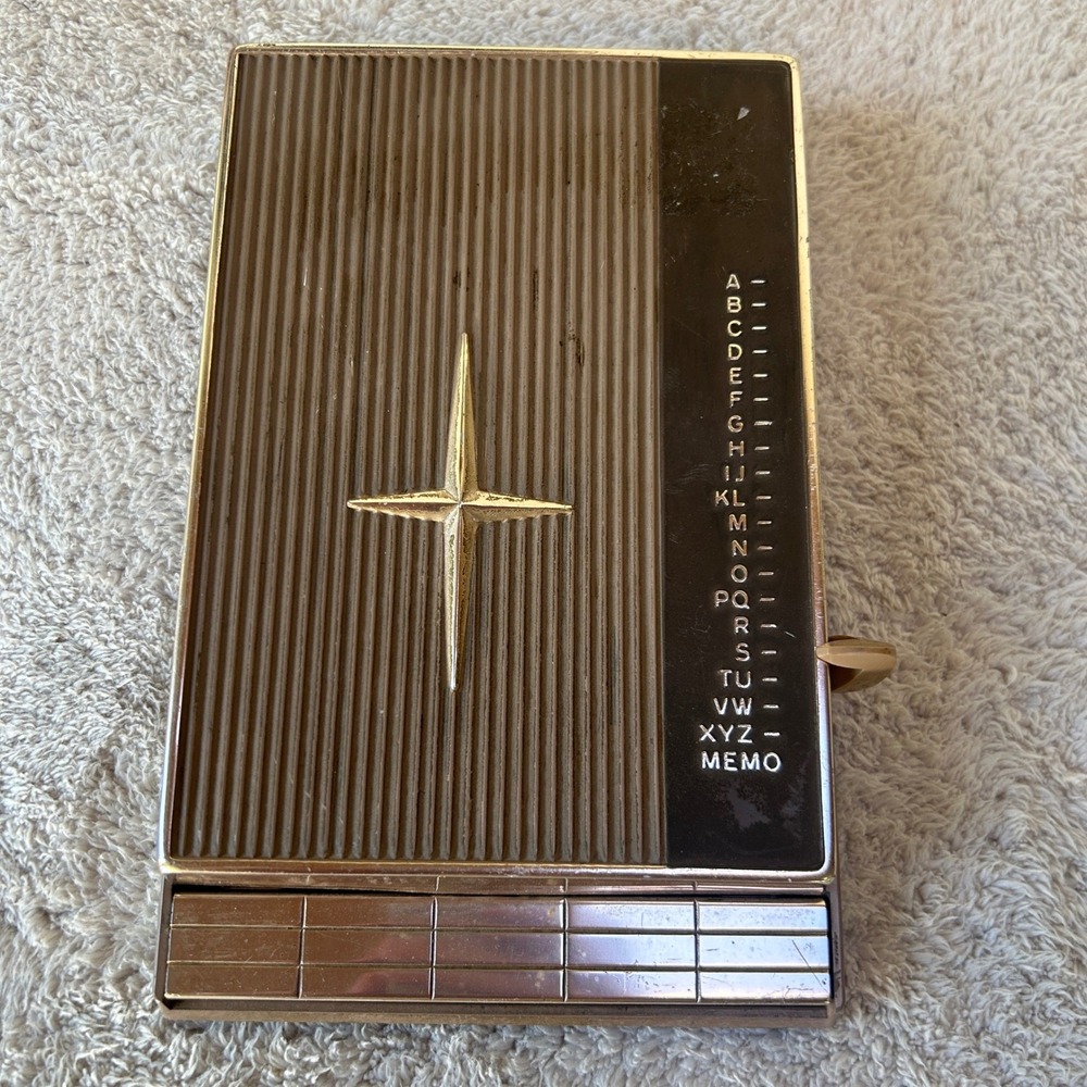 Vintage 1950s Zephyr Starflite Autodex S-800 Address Book Gold Tone MCM Pencil